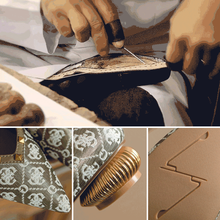 リベット付きパンプス