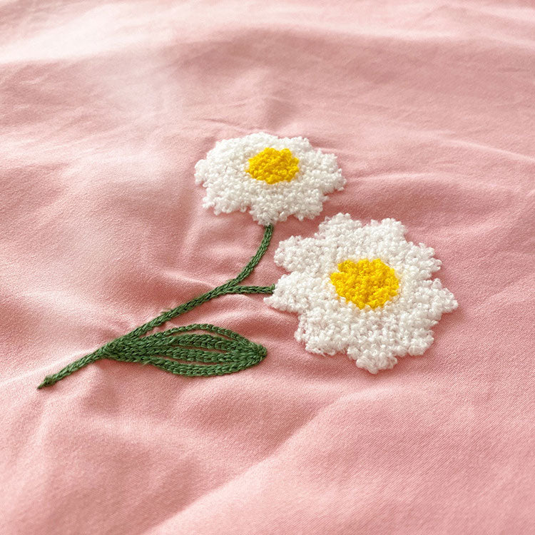 水洗いヒナギク柄サマー布団4点セット  ダウン充填