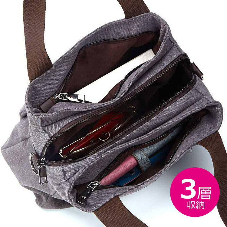 【キャンバスバッグ】大容量収納　5色＆３way　使いキャンバス生地　これ１点でお出かけを楽にしよう！