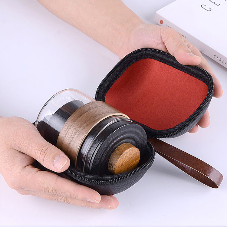 【お茶器セット】ポット＋カップX３、まとめて収納、場所を取らない コンパクト仕様