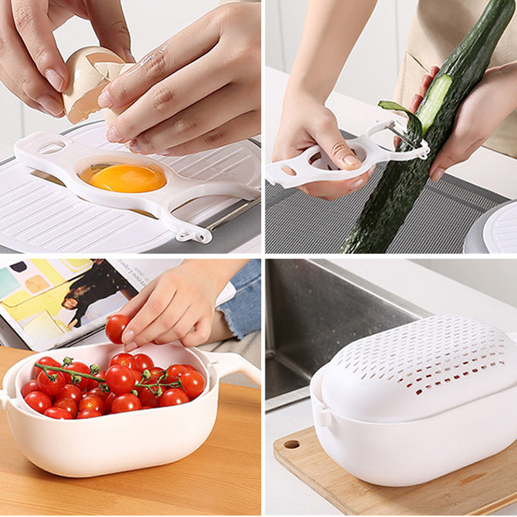 【多機能スライサー】 1台6役 汎用性抜群 安全ホルダー付 指を切らず、食材を無駄なく調理できる 取り外し可能な設計