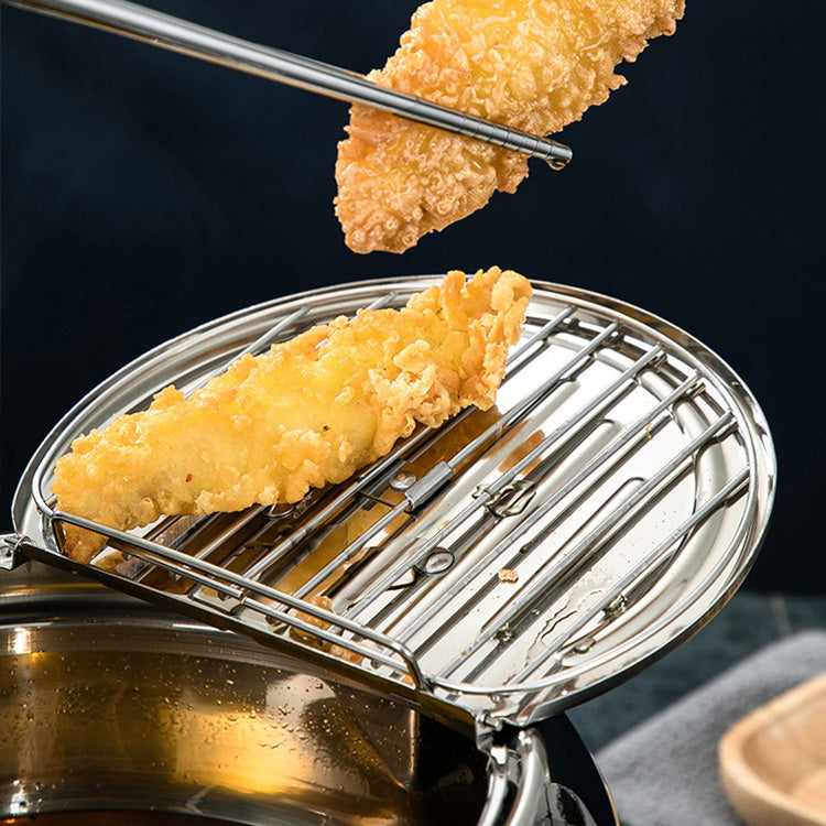 【家庭用天ぷら鍋】新しいデザイン   天ぷら  熱伝導率が抜群　油はね防止　焦げ付かない　サンドイッチ構造で温度が下がりにくい