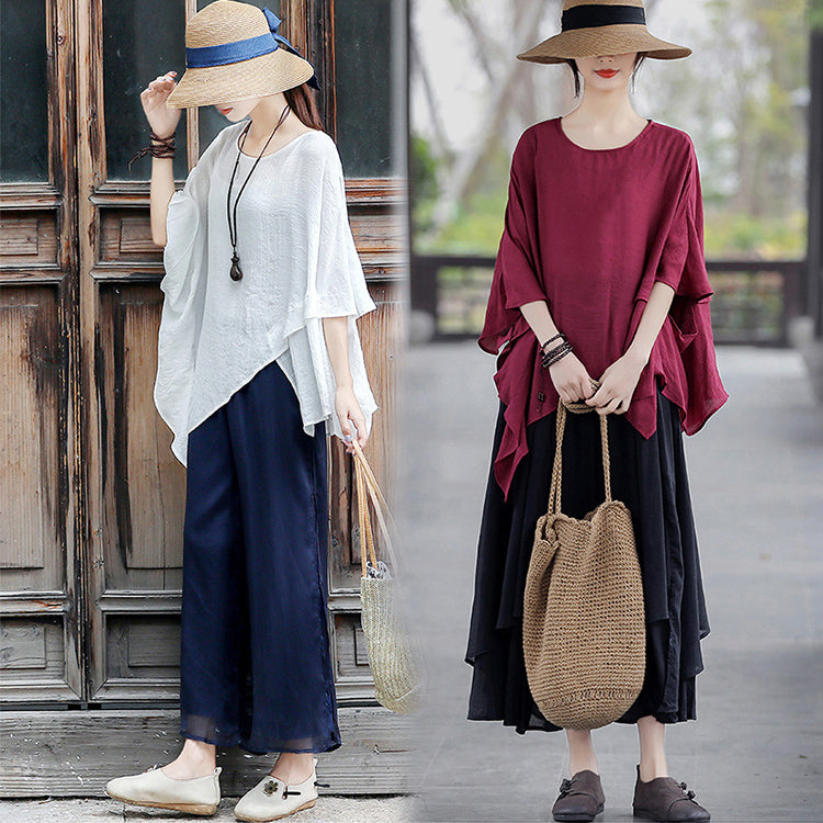 原创宽松棉麻T恤