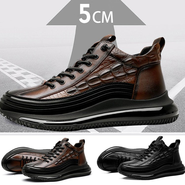 イタリアプチ贅沢ワニ柄 厚底クッションカジュアルメンズシューズ