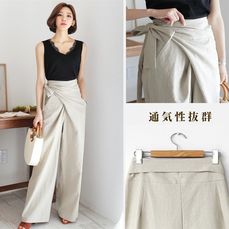 ウエストリボンラップデザインカシュクールパンツ