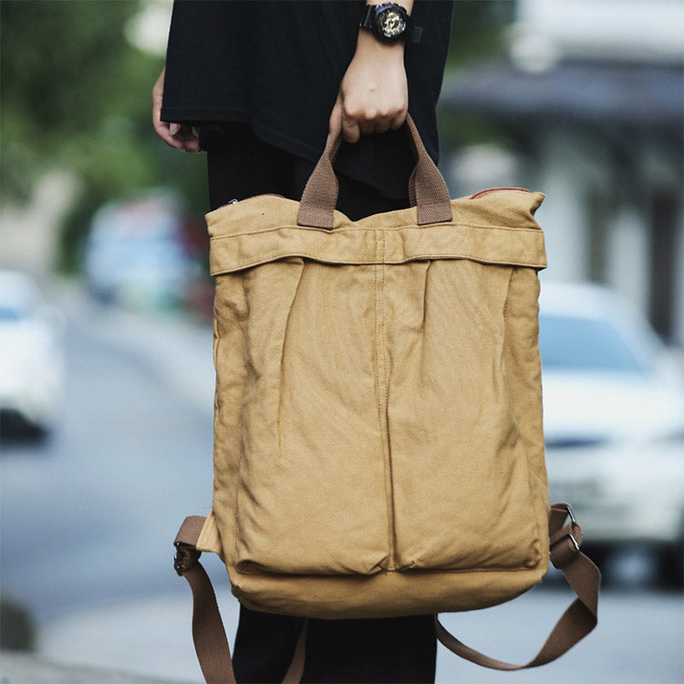 【キャンバスリュックサック】大容量、幅広いベルト、手提げも肩掛けもOK、色んなシーンで大活躍