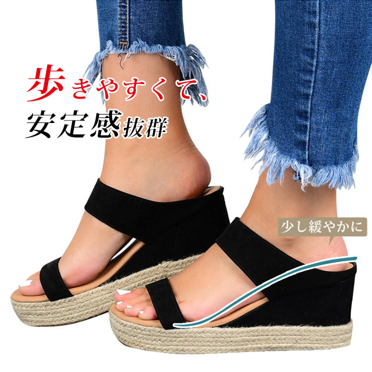 【レディースウエッジサンダル】8cmヒール脚長効果抜群　軽量で疲れにくい　滑り止め安定感強い　