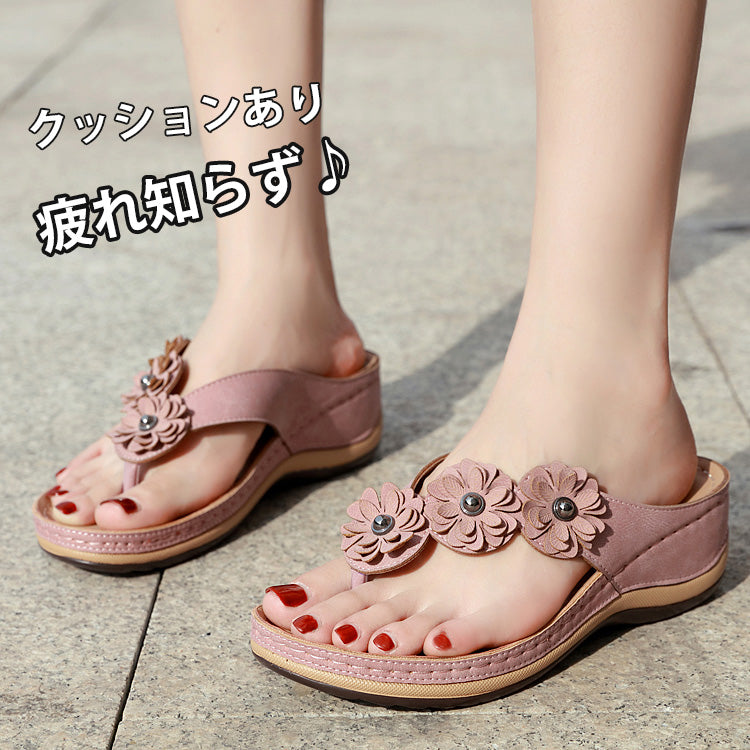 【トングサンダル】 厚底ヒール お洒落なデザイン 軽量性と耐磨耗性 快適 疲れにくい