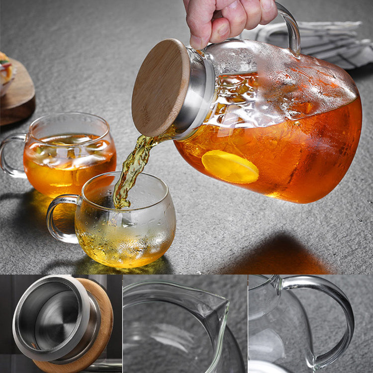 【耐熱防爆ガラスポット】（4つのカップをおまけに！） 耐熱直火可   耐熱耐冷  防爆   マルチ用途蓋   304強化ステンレス