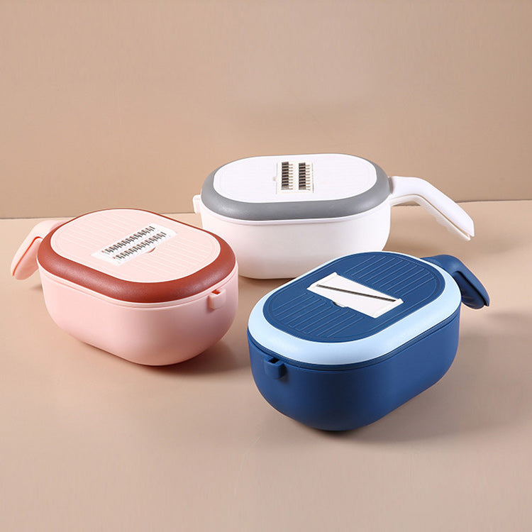 【多機能スライサー】 1台6役 汎用性抜群 安全ホルダー付 指を切らず、食材を無駄なく調理できる 取り外し可能な設計